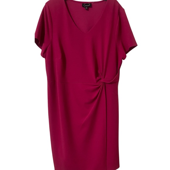 “Connected Apparel” Elegant Pink Short Sleeve Dress with Knot Detail - 20W - Picture 6 of 8